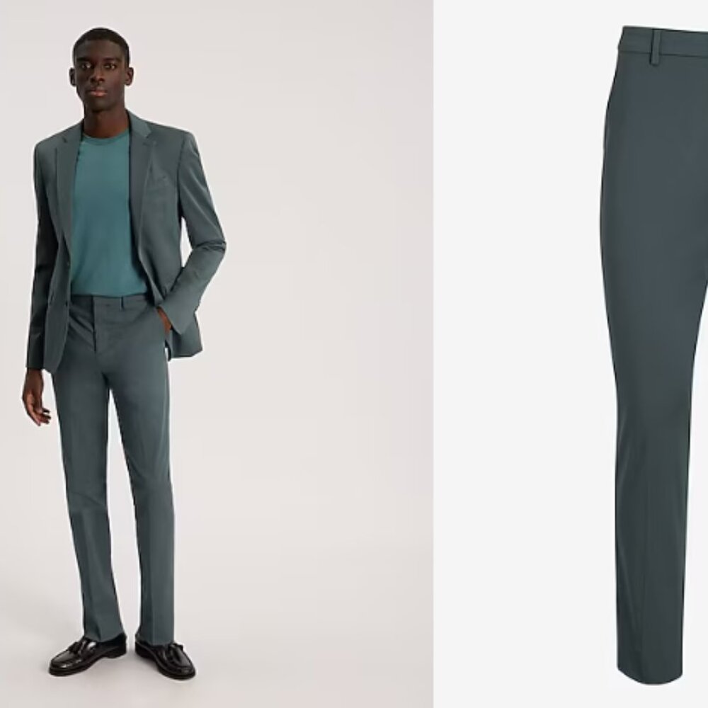 Extra Slim Dusty Teal Stretch Cotton Suit Pant W32 L30